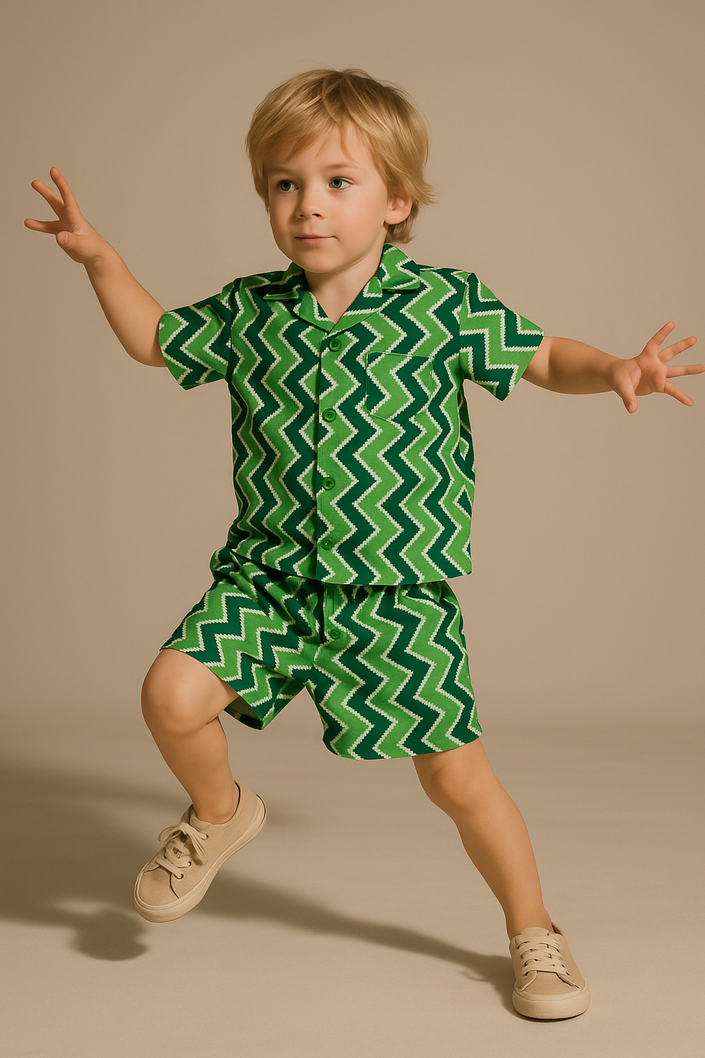 Green Chevron Co-ord Set: Smart, Stylish & Sustainable!