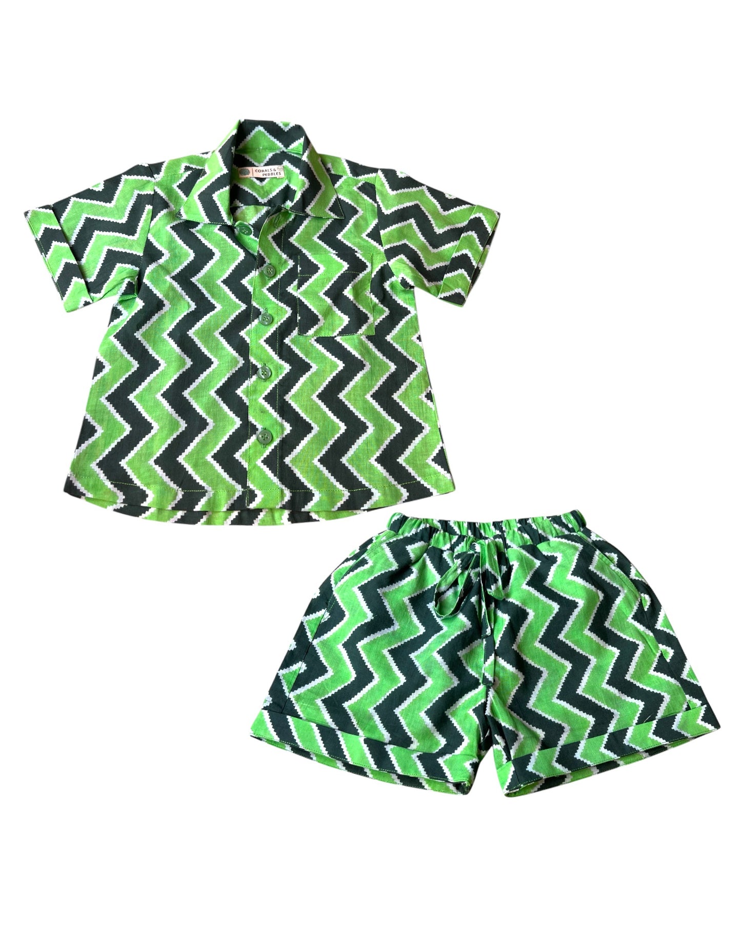 Green Chevron Co-ord Set: Smart, Stylish & Sustainable!