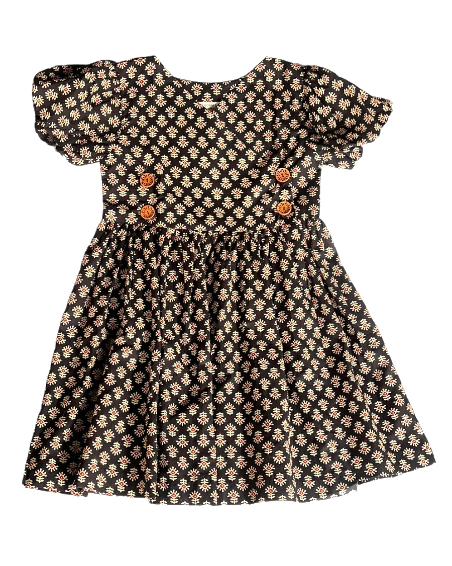 Inky Petal Princess: Floral Black Dress for Little Girls