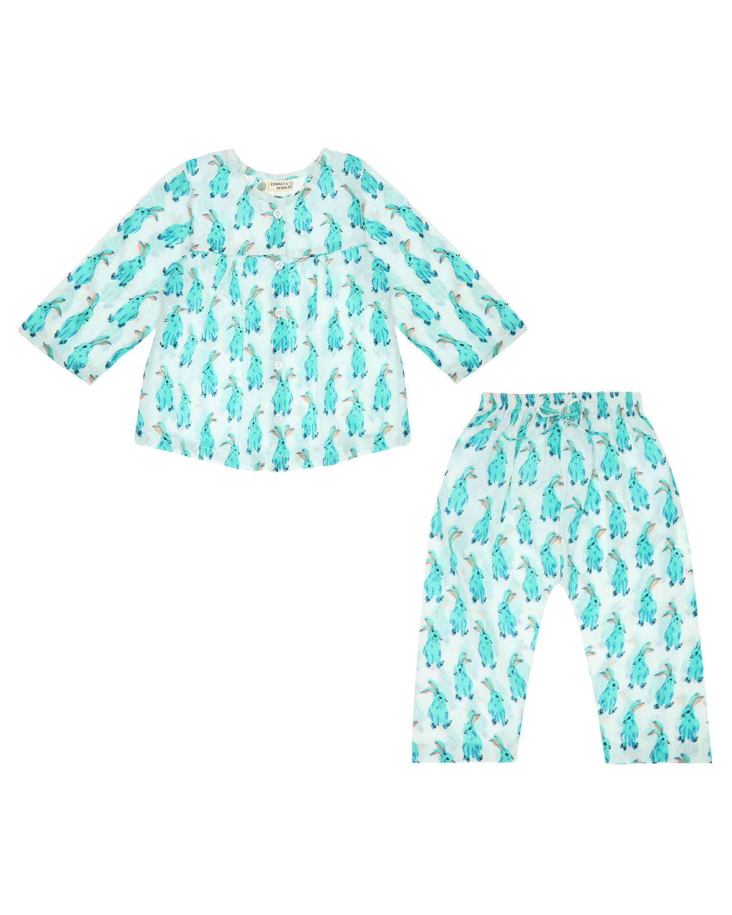 Aqua Blue Bunny Girls' Sleepwear