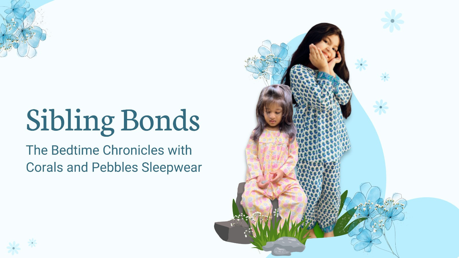 Sibling Bonds: The Bedtime Chronicles with Corals and Pebbles Sleepwear