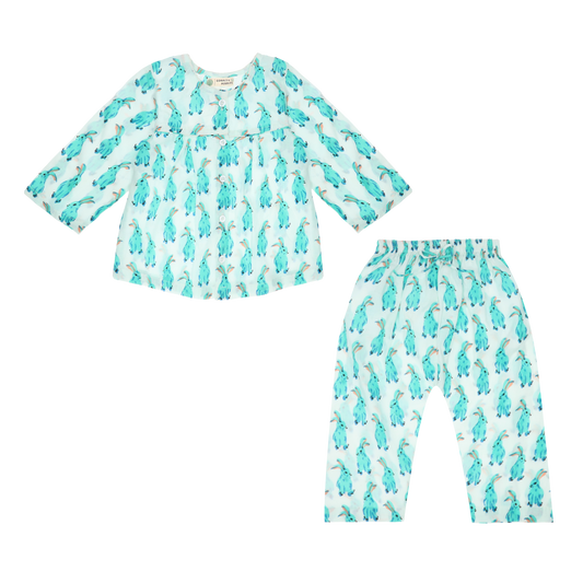 Aqua Blue Bunny Girls' Sleepwear