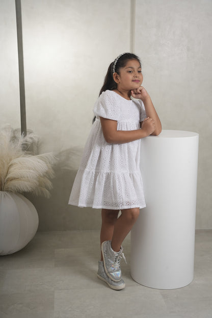 Snowy White Cotton Delight Dress