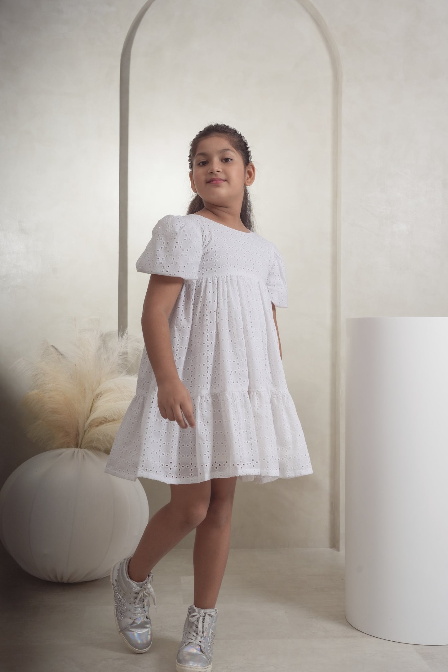 Snowy White Cotton Delight Dress