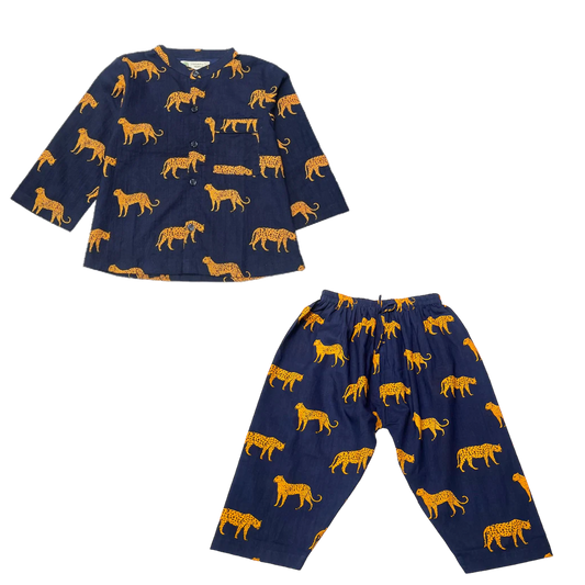 Midnight Blue Leopard Dreams Boys Sleepwear