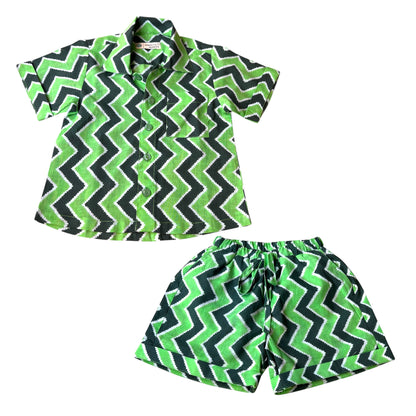 Green Chevron Co-ord Set: Smart, Stylish & Sustainable!