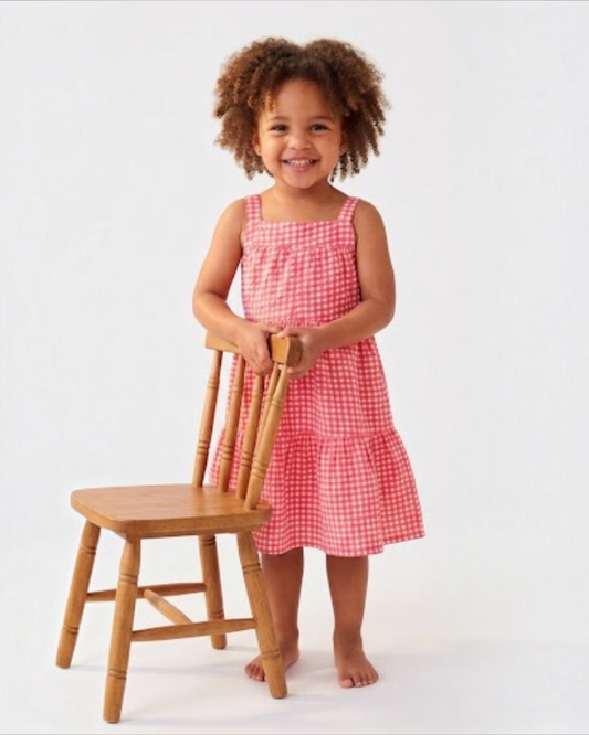 Petal Pink Gingham Tiered Sundress