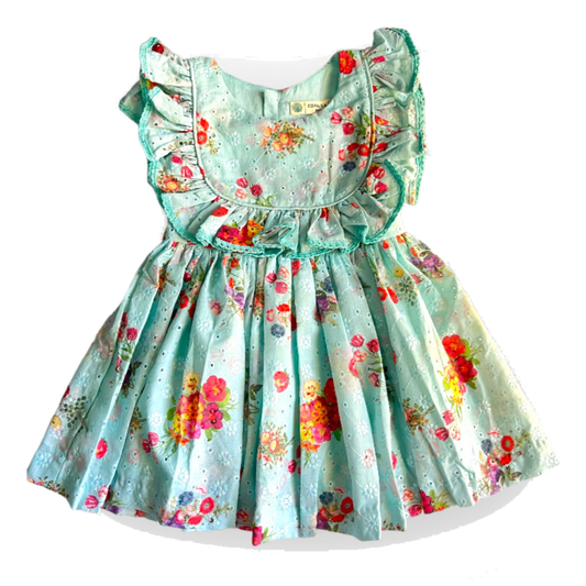 Minty Meadow Blooms Girls Dress