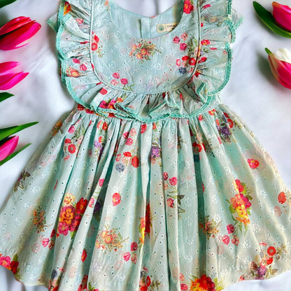 Minty Meadow Blooms Girls Dress