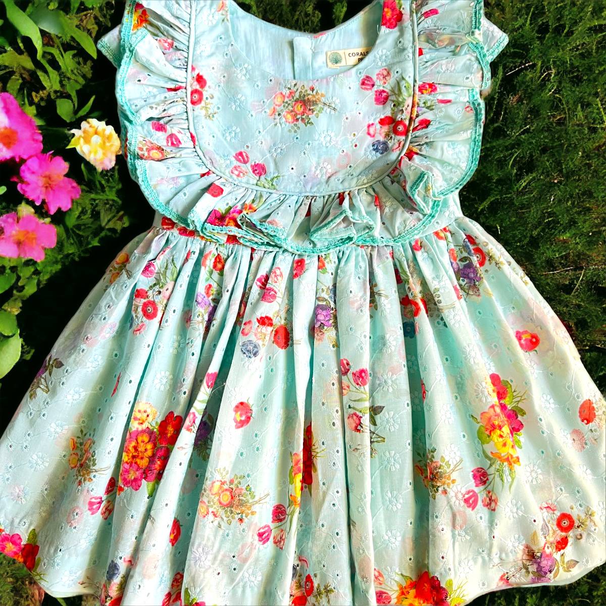 Minty Meadow Blooms Girls Dress