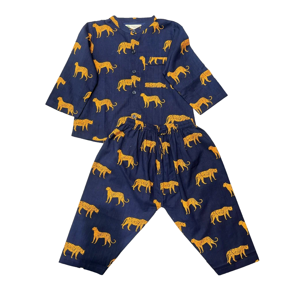 Midnight Blue Leopard Dreams Boys Sleepwear