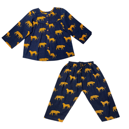 Midnight Blue Leopard Dreams Girls Sleepwear