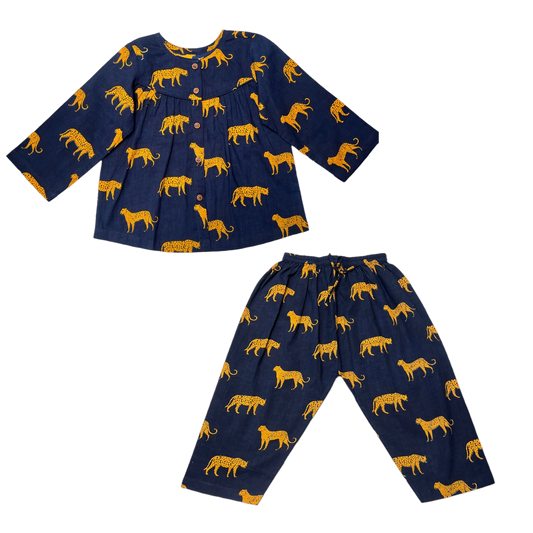 Midnight Blue Leopard Dreams Girls Sleepwear