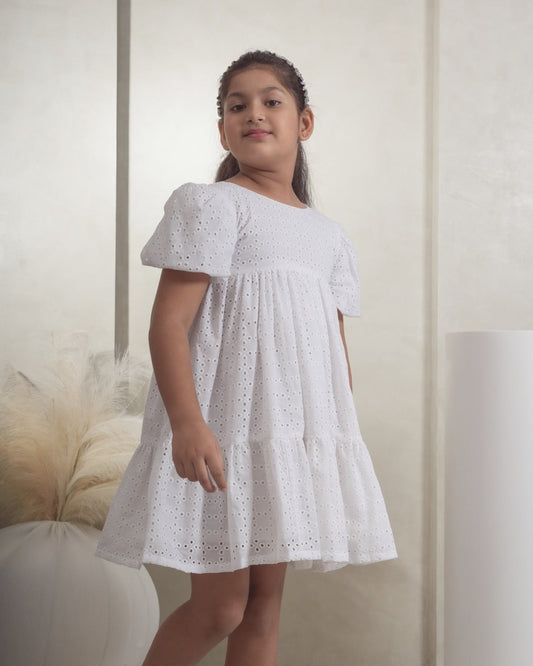 Snowy White Cotton Delight Dress